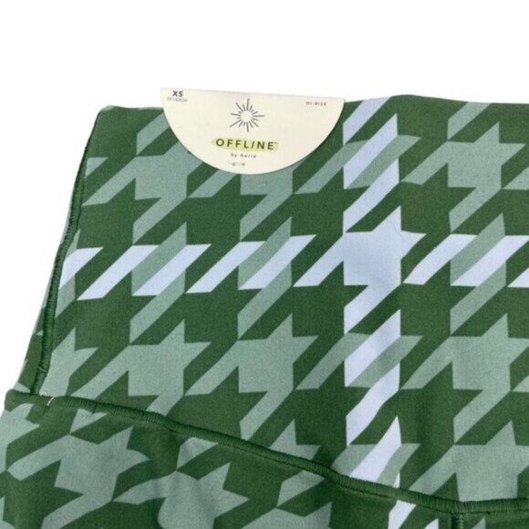 Aerie Offline Real Me Green Houndstooth 7/8 Legging XS - Picture 7 of 7